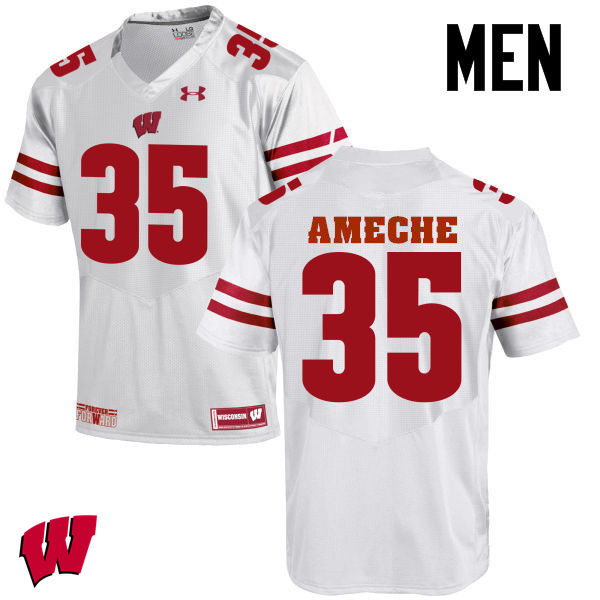 Wisconsin Badgers Men's #35 Alan Ameche NCAA Under Armour Authentic White College Stitched Football Jersey VP40O83OW